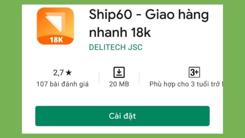App Ship60 trên điện thoại