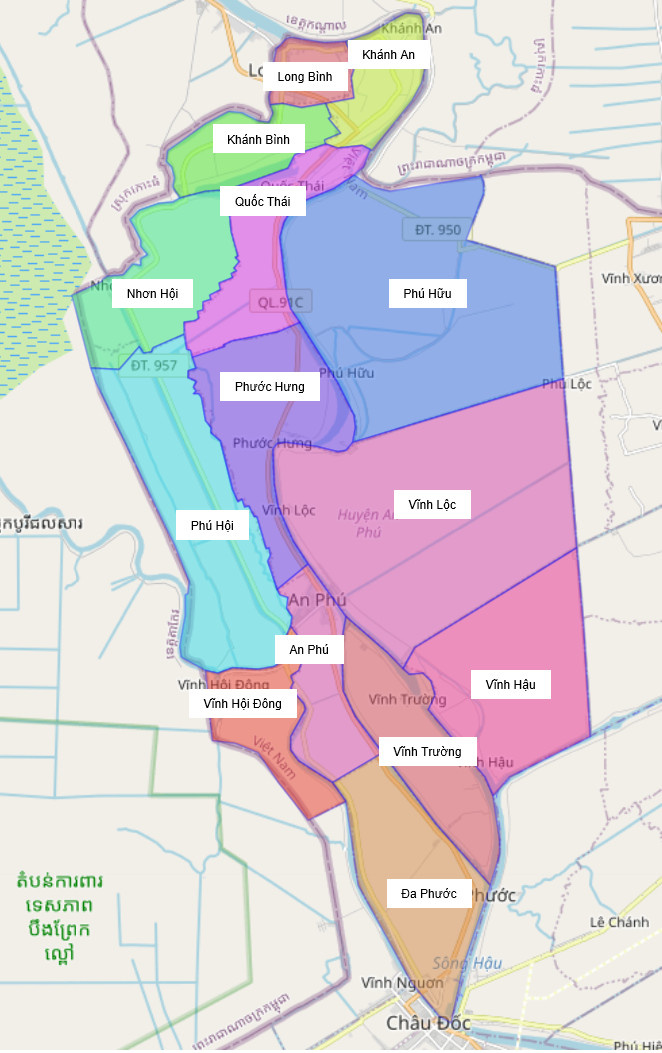 Administrative map of An Phu district